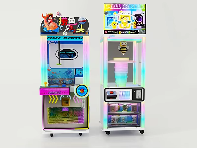Fun Video Game Store With Fish Boom Arcade Machine And Roller Coaster Game 3d model