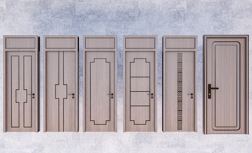 New Chinese Style Swing Door Minimalist Door Combination Bedroom Door Room Door 3d model