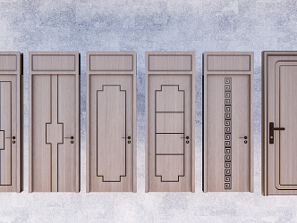 New Chinese Style Swing Door Minimalist Door Combination Bedroom Door Room Door 3d model