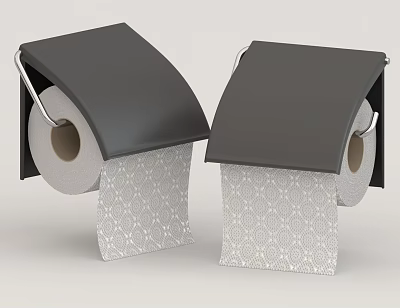 Toilet Paper Rolls With Black Covers And Patterned Design For Bathroom Essentials 3d model