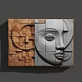 Artistic 3D Wall Decor With Geometric Patterns And Modern Facial Silhouette Design