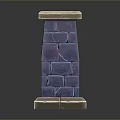 Brick Tower Structure With Blue Purple Bricks And Top Bottom Borders 3d model