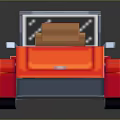 Red Pixel Art Convertible Car With Open Top And Brown Seats