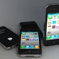 Multiple Apple Smartphones With Screen App Icons And Back Logo Design 3d model