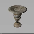 Decorative Stone Pedestal With Round Top And Tiered Rustic Base Design