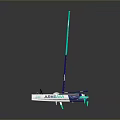 Modern Trimaran Sailboat Model With White Hulls Blue Accents And Tall Mast