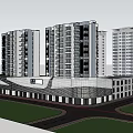 Modern Commercial Complex With High Rise Buildings And Glass Facade Design