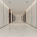 Modern Elevator Lobby With Marble Walls And Floors 3d model
