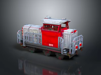 3D Rendered Red Locomotive Model With Gray Railings And Cabin Design 3d model