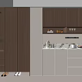 Modern Wooden Shoe Cabinet Interior Design With Brown White Finish And Decorative Plant