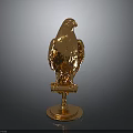 Golden Eagle Statue Beautifully Displayed on Shiny Pedestal Against Black Background