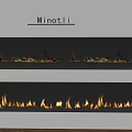 Modern Built in Double Fireplaces with Burning Flames in White Wall Interior 3d model