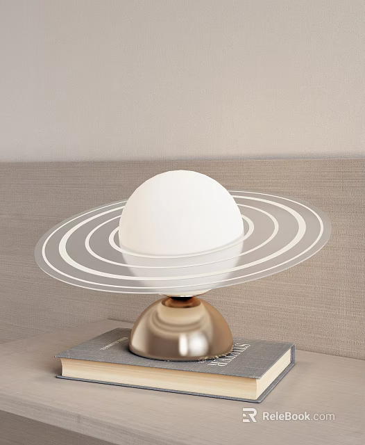 Modern Table Lamp With White Spherical Shade Transparent Rings And Golden Base 3d model 