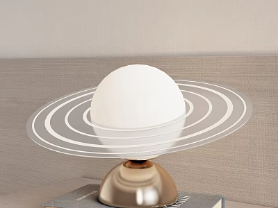 Modern Table Lamp With White Spherical Shade Transparent Rings And Golden Base 3d model