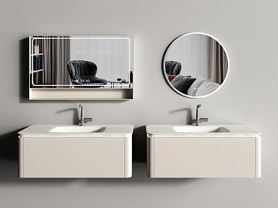 Modern Bathroom Cabinet Bathroom Cabinet Washstand Bathroom Mirror Bathroom Mirror Washbasin 3d model