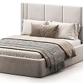 Modern Bed Design With Upholstered Headboard Plush Pillows And Soft Bedding 3d model