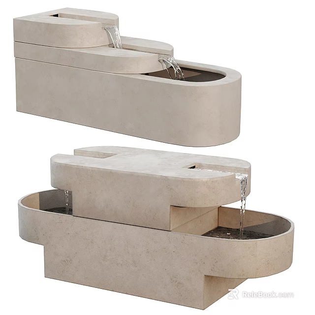 Modern Stone Garden Ornaments With Tiered Fountains And Flowing Water Features 3d model 