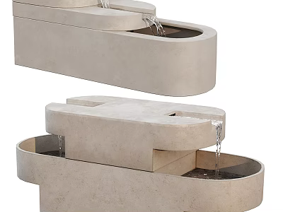 Modern Stone Garden Ornaments With Tiered Fountains And Flowing Water Features 3d model