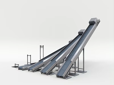 Industrial Inclined Conveyor Belt Equipment With Metal Support Frames And Multiple Units 3d model