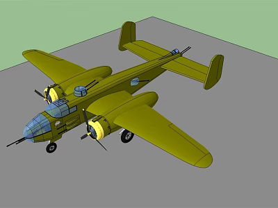 Green Vintage Passenger Aircraft 3D Model With Twin Propeller Engines And Classic Design 3d model