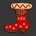 Festive Red Christmas Boot With Snowflake Patterns And Golden Decorative Accents