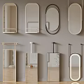 Various Modern Mirrors Including Oval Rectangular With Shelves Wall Mounted And Floor Standing Designs 3d model