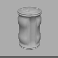 Gray Cylindrical Container 3D Model With Top Holes And Surface Grooves 3d model
