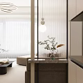 Modern Minimalist Cream Tone Living And Dining Room Interior Design With Warm Comfortable Furnishings