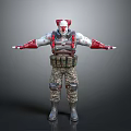 Clown Character With Red White Makeup Tactical Vest Camouflage Pants Arm Decorations