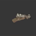 Ancient Castle Ruin Model With Stone Walls And Grass Covered Terrain