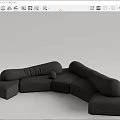 Dark and Light Gray Modular Sectional Sofa With Modern Curved Design And Decorative Ball