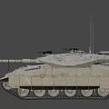 Modern Main Battle Tank With Desert Camouflage Turret Cannon Armor Plates And Track System