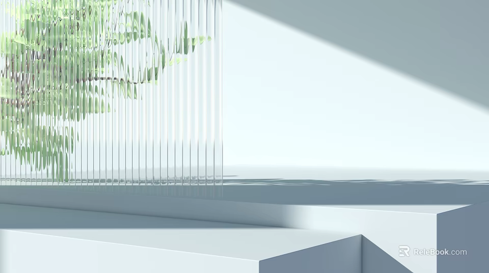 White Display Shelves With Green Plants Bright Lighting Modern Minimalist Style Shadow Effects 3d model 