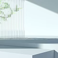 White Display Shelves With Green Plants Bright Lighting Modern Minimalist Style Shadow Effects