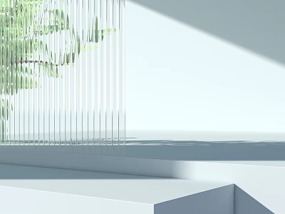White Display Shelves With Green Plants Bright Lighting Modern Minimalist Style Shadow Effects 3d model