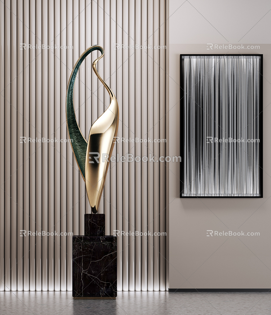 Light Luxury Sculpture Metal Abstract Sculpture 3d model