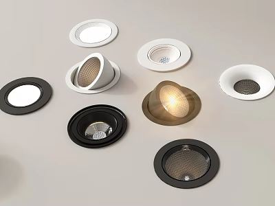 Various Styles of LED Recessed Downlights and Spotlights in White Black Colors 3d model