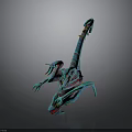 Vibrant 3D Fantasy Creature Character With Long Neck Multiple Limbs Blue Green Red Textures