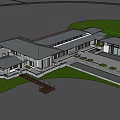 Modern Club Building Architecture 3d model