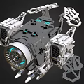 Futuristic Mechanical Device 3D Model With Metallic Structure Blue Glowing Ring And Spiked Components 3d model