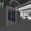 server room network equipment weak current box server cabinet database information center 3d model