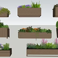 Decorative Flower Planter Boxes with Various Designs and Lush Green Plants for Outdoor Garden Decoration