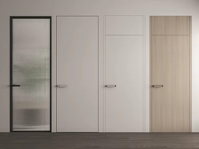 Hinged Doors in Black White Light Wood with Glass for Interior Design Options 3d model