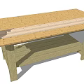 Functional Wooden Workbench With Table Saw And Lower Storage Shelf 3d model