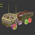 Modern Military Tank Vehicle With Green Silver Color And Wheels