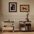 Stylish Wooden Side Tables With Storage Rattan Baskets And Wheeled Design For Living Room