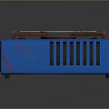 Portable Blue Gas Grill With Rustic Grill Rack Control Knob And Display Panel
