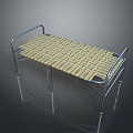 Folding Bed With Metal Frame And Yellow White Geometric Pattern Mattress 3d model