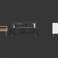People Enjoying Modern Bedroom Space With Bed Nightstand And TV Cabinet