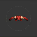 Highly Detailed Red Armor 3D Game Movie Character Featuring Shiny Chest Reactor